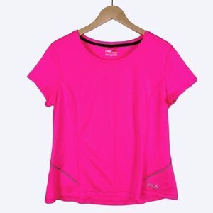 Fila Short Sleeve Crew Neck Athletic Tee workout top neon pink women’s XL